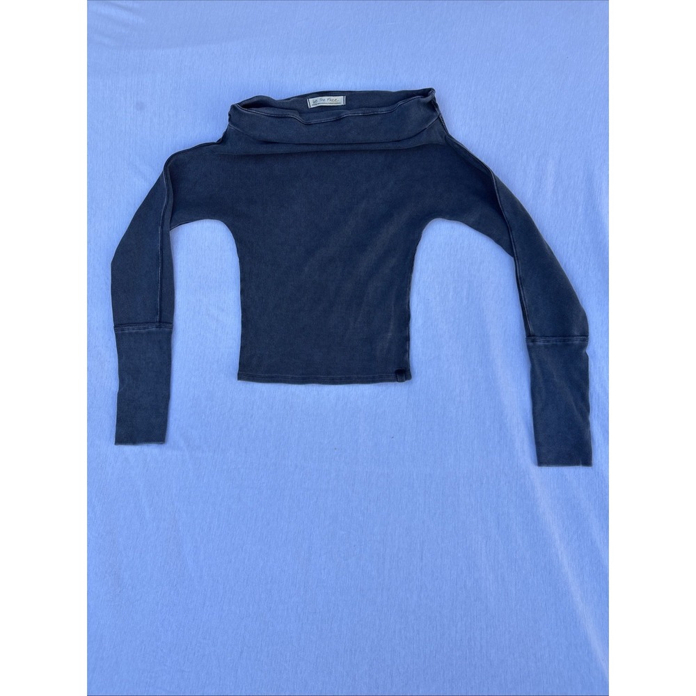 Free People We the Free Regan Long Sleeve Mock Neck Tee‎ Deep Gray Size Small